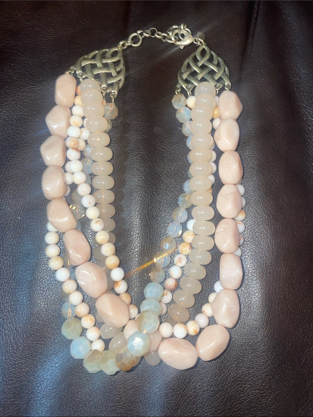Banana Republic Multi-Strand Peach and Cream Bead Necklace
